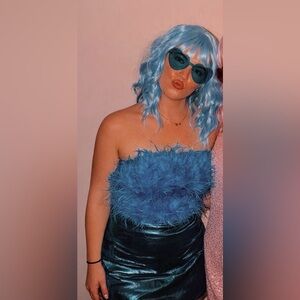 Buddy Love Blue Feather Crop Top